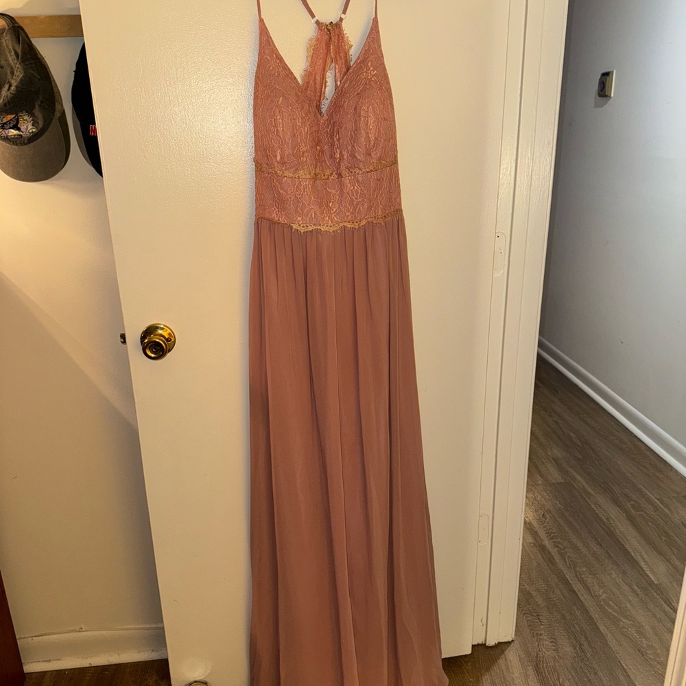 Chic Dusty Rose Lace Formal Dress